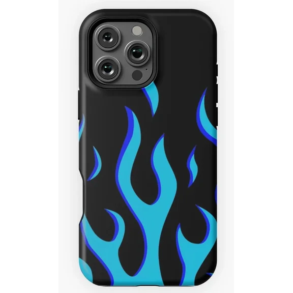 Blue Flame Minimalist Abstract Fire Protective Case for iPhone 11 12 13 14 15 16 17 Pro Max