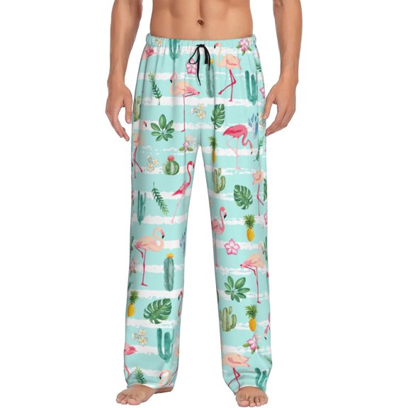 Blue Flamingo Men's Pajama Pants Soft Breathable Sleep Lounge Pants With Pockets, Elastic Waist PJS Bottoms For Nightwear & Home Small