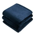 Blue Flannel 84 in. x 90 in. Heated Electric Throw Blanket with Dual