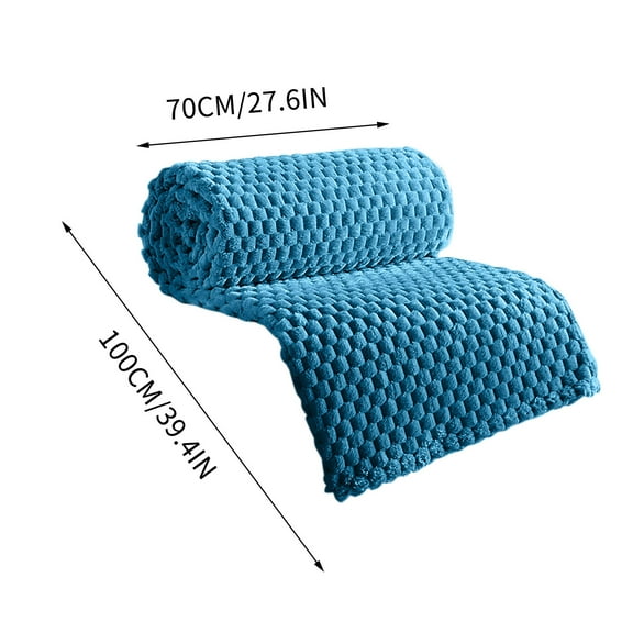 Blue Flannel Blanket Solid Color Multifunctional Cover Blanket 1 Pc Size 27.6X39.4 Inches All Season Use For Home Office Travel Lightweight And Soft
