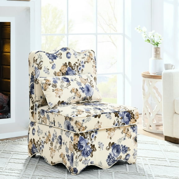 Blue Flannel Dining Chair With Seat, No , Matching Waist Pad Soft Support