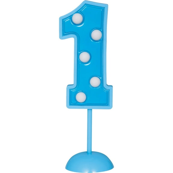 Blue Flashing Number 1 Cake Topper Decoration