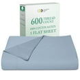 thumbnail image 1 of Blue Flat Sheet Only Queen Size - 600 Thread Count 100% Natural Cotton, Luxe 1 Piece Bed Sheet, Extra Soft Sateen Weave Top Sheet, 1 of 9