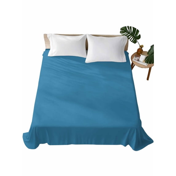 Blue Flat Sheets Only California King Size, Soft Breathable Bed Top Sheets for Mattress, Modern Pure Wave Ride Luxury Bedding Flat Sheets for Home Hotel Bedroom Bed Protection