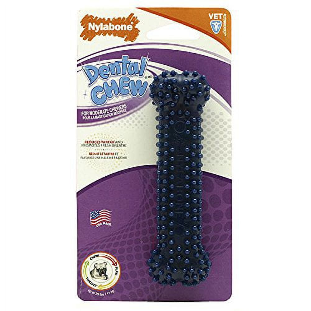 Blue Flexible Dog Dental Chew Bones Toys Dogs Oral Health Treat - Bulk Available(25 Pack of Nylabones Wolf)