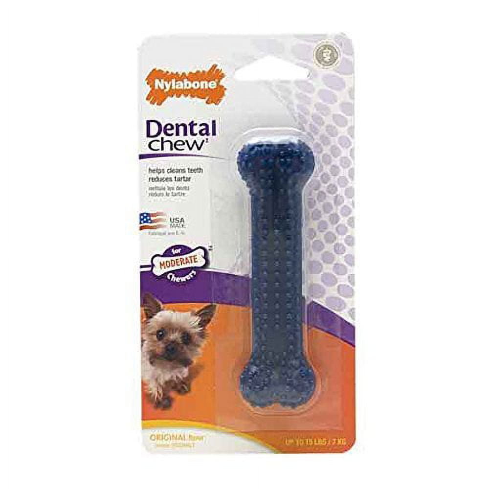 Blue Flexible Dog Dental Chew Bones Toys Dogs Oral Health Treat - Bulk Available(5 Pack of Nylabones Petite)