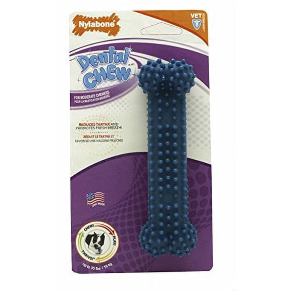 Blue Flexible Dog Dental Chew Bones Toys Dogs Oral Health Treat - Bulk Available (Regular,3 Pack of Nylabones)