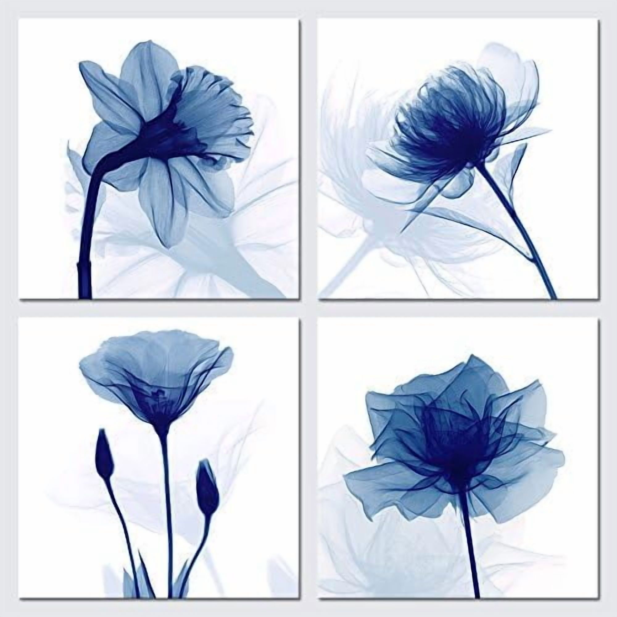Blue Flickering Flower Modern Abstract Paintings Canvas Wall Art ...