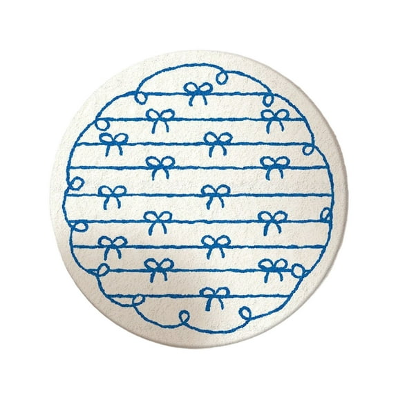 Blue Flocked Area Rugs Soft Microfiber Non-Slip Absorbent Carpet For Bedroom Living Room Bathroom Door Mat Machine Washable Round Rug 0.61 Lb