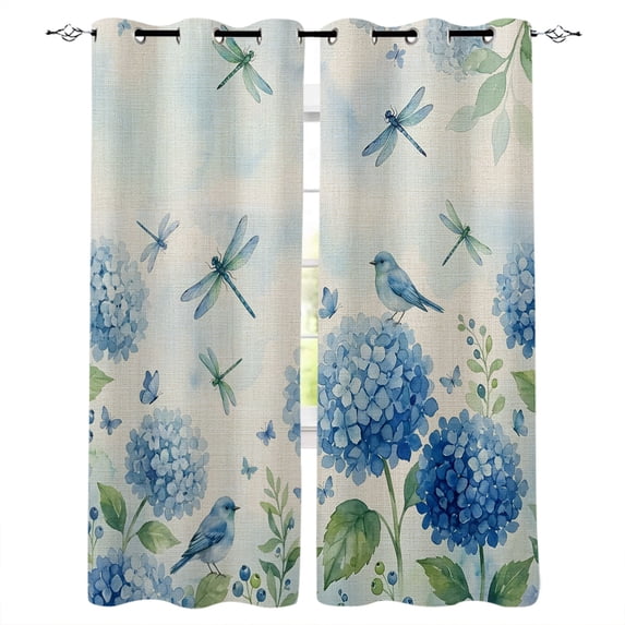 Blue Flora Kitchen Curtains Spring Hydrangea Flowers Hydrangea ...