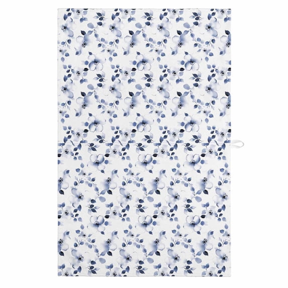 Blue Floral 1 Pack Kitchen Towel, Water Absorbent Dish Towel, Retro Blossom Flower Botanical Leaf Plant Decorative Hand Towels - Quick Drying Cloth for Cooking Baking, 18x28 Inch