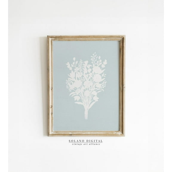 Blue Floral Art Classic Old World Painting Nancy Meyers Inspired Modern Cottage Decor Southern Cottage Art Wall Art, Modern Wall Decor, 8x12 UNFRAMED