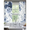 thumbnail image 1 of Blue Floral Art Sheer Curtains for Living Room Bedroom Watercolor Botanical Spring Flowers Sheer Curtains 72 Inch Long 2 Panels Set Light Filtering Curtain Window Treatments Drapes for Dining Room, 1 of 6
