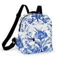 thumbnail image 1 of Blue Floral Baroque Pattern Small Backpack Cute Mini Backpacks For Woman Lightweight Daypacks, 1 of 8