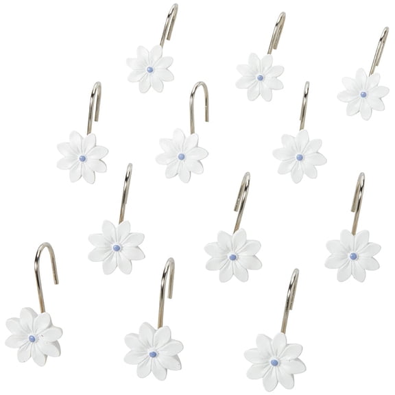 Blue Floral Bath Collection - Set of 12 Shower Hooks