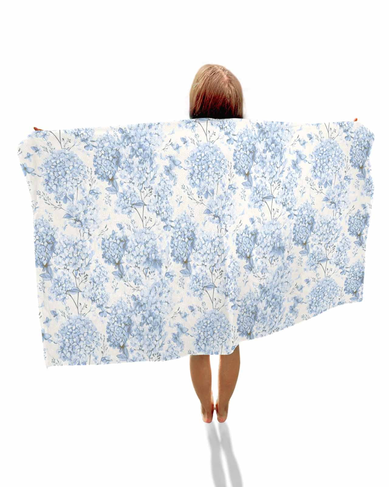 Blue Floral Beach Towels Oversized Super Absorbent, Garden Petals Flower Botanical Tree Branch Lightweight Bath Towel Quick Dry Sets For Bathroom/Pool/Rv Camping/Beach Play/Gym Room/Picnic 31"x62"