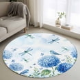 Blue Floral Bird 3' Round Rug for Bathroom Accent Bedside Corner ...