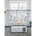 thumbnail image 1 of Blue Floral Birds Sheer Kitchen Tier Curtains 36 Inch length, Rod Pocket Half Curtains Short Drapes, Farmhouse Flowers Pastoral Light Filtering Chiffon Small Window Treatments 2 Panels 27.5"W x 36"L, 1 of 7