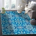 thumbnail image 1 of Blue Floral Bohemian Area Rug For Living Room Bedroom, Red Flower Carpet, Dining Room Non-Slip Indoor Rugs Washable Soft And Comfortable Rug 5 x 8ft, 1 of 6