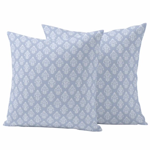 Blue Floral Boho Outdoor Waterproof Pillow Covers, Retro Ethnic Tribe Abstract Art Decorative Square Throw Pillowcase Sofa Cushion Sham for Patio/Couch/Chair, 16"x16" 2 Pack