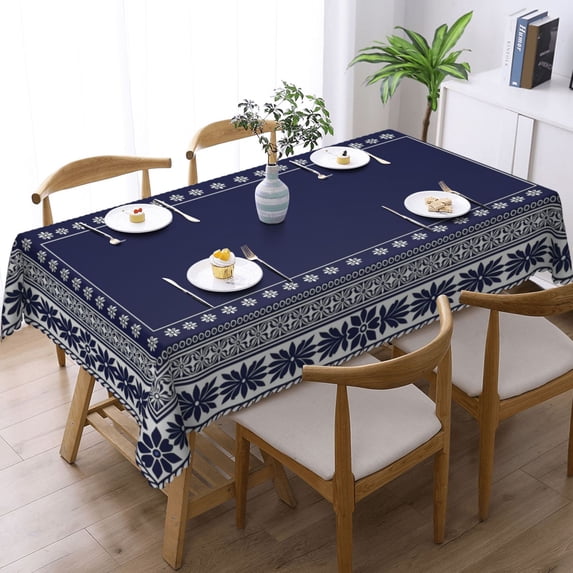 Blue Floral Border Pattern Print