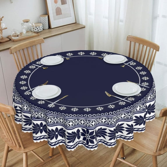 Blue Floral Border Pattern Print
