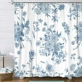 thumbnail image 1 of Blue Floral Botanical Shower Curtain, Vintage Retro Boho Floral Blossom Pattern Aesthetic Flower Shower Curtains for Bathroom, Fabric Bathroom Decor Shower Curtain Set with Hooks,70X84, 1 of 6