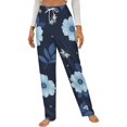 thumbnail image 1 of Blue Floral Butterfly Print Winter Female Pants Flannel High Waist Women Pants Lady Warm Straight Leg Plush Trousers, 1 of 7