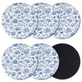 thumbnail image 1 of Blue Floral Coasters Set of 6, Absorbent Coasters for Drinks, Elegant Botanical Vintage Classic Art Coaster for Desk Coffee Table Protection, Home Decor House Warming Gifts 4", 1 of 8