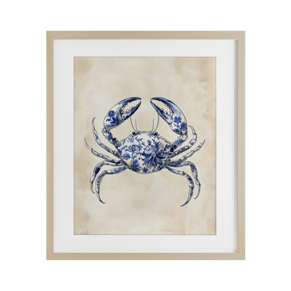 Stupell Industries Blue Floral Crab Birch Framed Print Under Glass, design by Arlington Prints, 21 x 17
