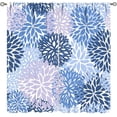 thumbnail image 1 of Blue Floral Curtains, Boho Dahlia Daisy Colorful Window Treatments for Living Room Bedroom Kitchen, Floral Seamless Pattern Curtain Set of 2, 55x63 Inch, 1 of 6