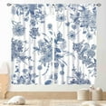 thumbnail image 1 of Blue Floral Curtains, Boho Vintage Flower Leaf Chinoiserie Retro Spring Oriental Asian Style Aesthetic Window Curtains for Living Room Bedroom Kitchen Bathroom 2 Panels, 42"x54" Inch, 1 of 5