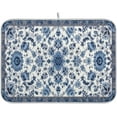 thumbnail image 1 of Blue Floral Dish Drying Mat, Absorbent Microfiber Pad Protector For Kitchen Counter Top Mat Dish Drainboard 18x24in, 1 of 7