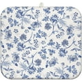 thumbnail image 1 of Blue Floral Dish Drying Mat for Kitchen Counter, French Farmhouse Style Microfiber Drying Rug, Washable and Absorbent Kitchen Countertop Dish Drainer, 16x18 Inch, 1 of 7
