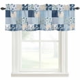 thumbnail image 1 of Blue Floral Farmhouse Short Window Curtain Valances, Spring Flowers Plants Patchwork Grid Bohemia Rod Pocket Kitchen Valances for Living Room Bedroom Bathroom Cafe 42" x 18", 1 of 8