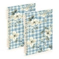 thumbnail image 1 of Blue Floral Flowers Grids Ring Binder Notebook Journey Note Diary College Ruled Spiral Notebook Study Loose Leaf Paper A5 60 Pages, 1 of 8