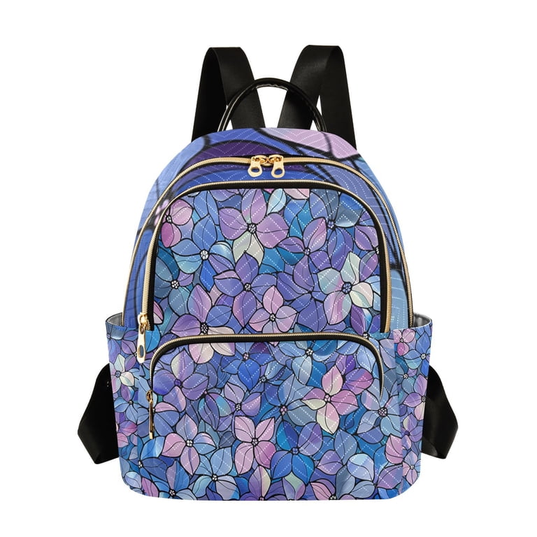 Blue Floral Flowers Travel Laptop Backpack Casual Daypack  display picture 3