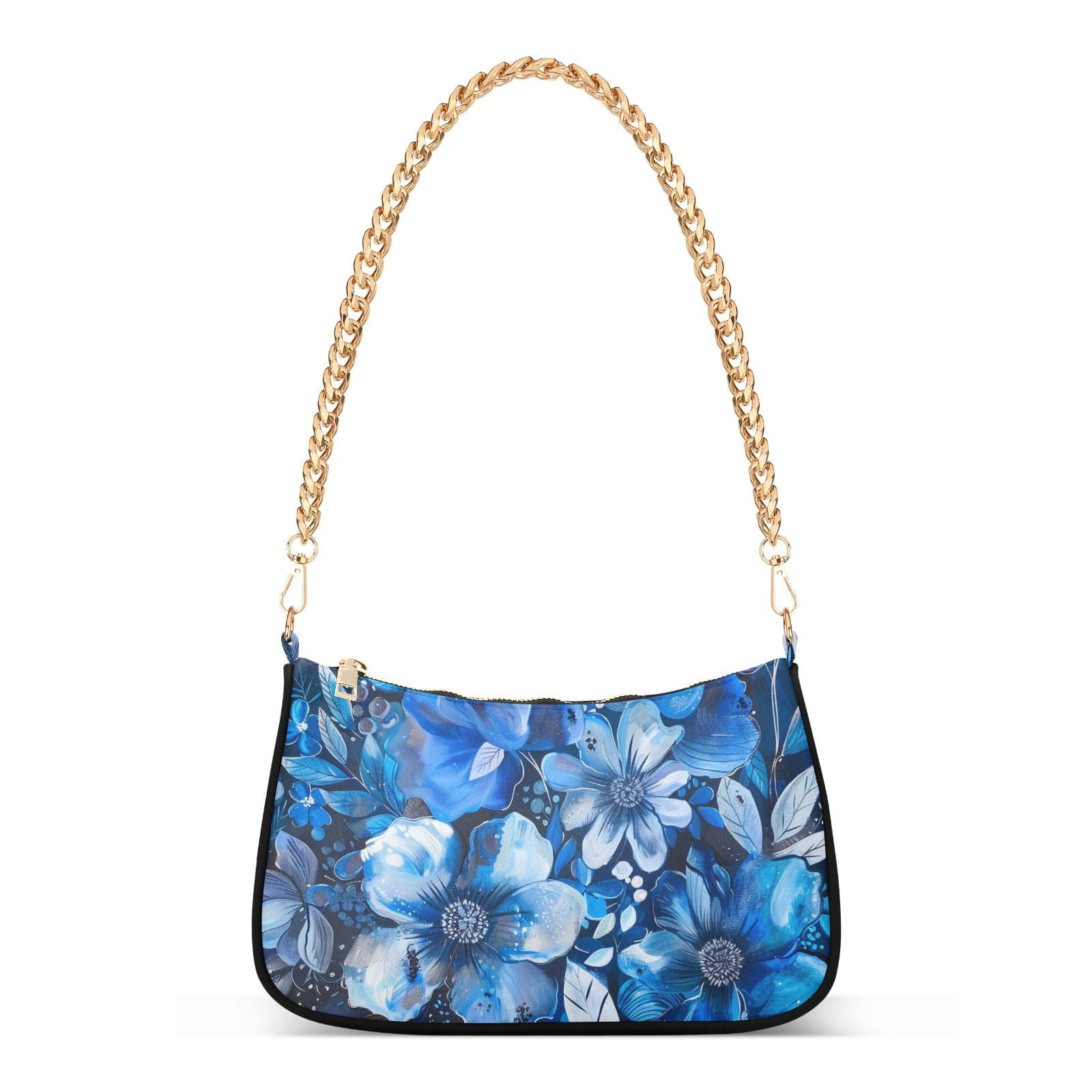 Blue Floral Handbag with Chain Strap Amazon.com: Blue and White Flowers Womens Chain Shoulder Bag  main image 4