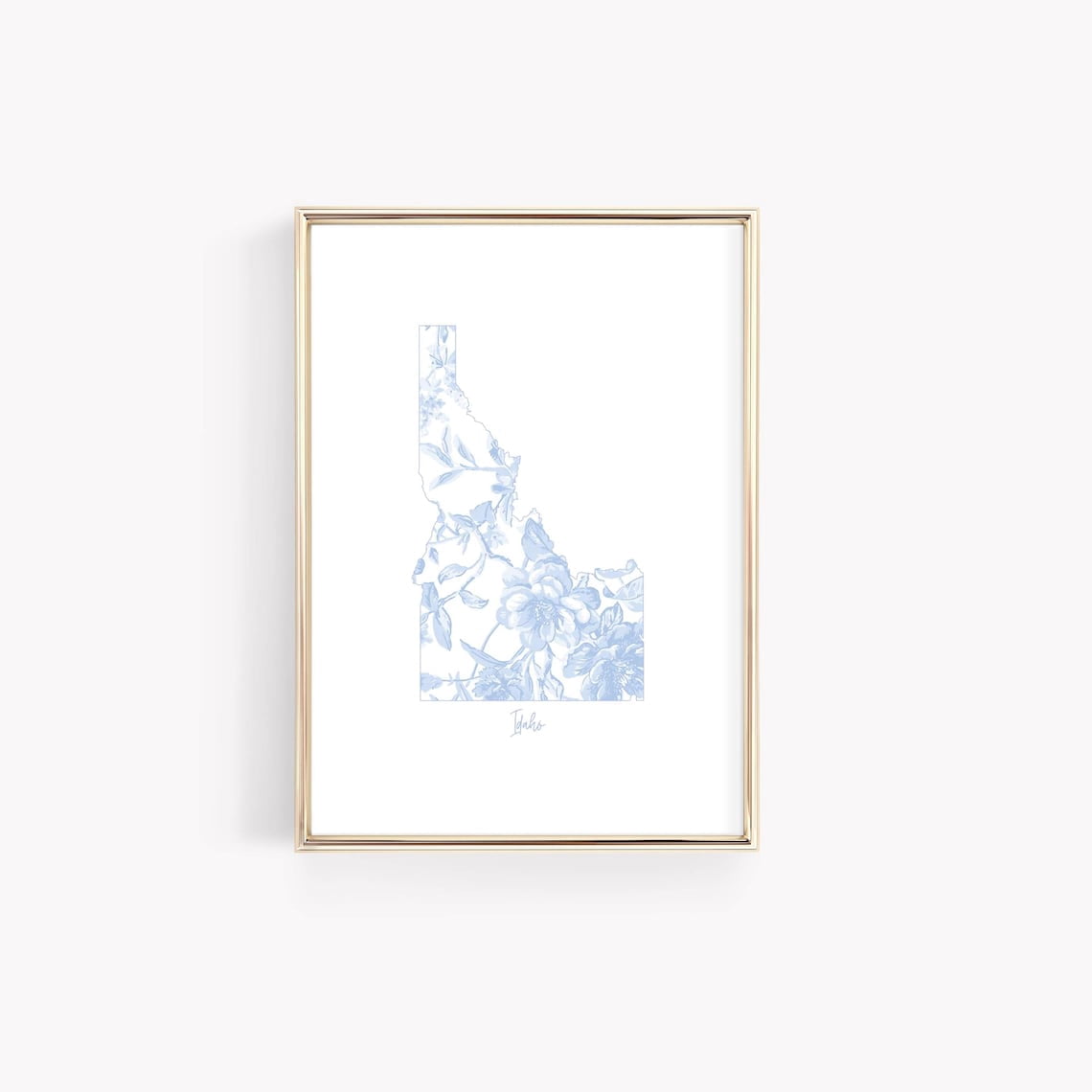 Blue Floral Idaho Wall Art Print, Chinoiserie Map Decor - Walmart.com