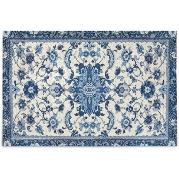 Blue Floral Jigsaw Puzzles 1000 PiecesPuzzles for Adults Family Game Intellective Toys Wall Art Work for Educational Gift Home Decor