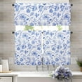 thumbnail image 1 of Blue Floral Kitchen Curtains and Valances Set - 3 Piece Kitchen Curtains 36 Inch Length Sets with Valance for Windows Rod Pocket Blue and White French Country Rustic Floral Kitchen Decor Decorations, 1 of 5