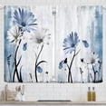 thumbnail image 1 of Blue Floral Kitchen Curtains White Flower Small Window Curtains Rustic Farmhouse Curtains for Kitchen Country Bathroom Curtains Window Treatment Drapes 27.5x39 Inch 2 Panels, 1 of 6