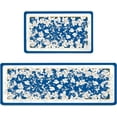 thumbnail image 1 of Blue Floral Kitchen Floor Mats Set of 2 Anti-Fatigue 0.4 Inch Thick Chic White Beauty Flower Kitchen Rugs Non Slip Waterproof Comfort Standing PVC Mat Decor for Sink Laundry 17.3 x 28+17.3 x 47 Inch, 1 of 6