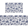 thumbnail image 1 of Blue Floral Kitchen Rug Non Slip Navy Chinoiserie Traditional Floral Kitchen Mats Washable Floor Mat for Hallway Kitchen Sink Laundry Bedroom Bathroom, Set of 2, 1 of 5