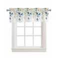 thumbnail image 1 of Blue Floral Kitchen Valances for Windows Farmhouse Linen Window Valance Curtain for Living Room Window Treatment Sage Green Leaf Wildflowers Botanical Plants Valance Rod Pocket Topper, 54 x 18 Inch, 1 of 6