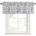 thumbnail image 1 of Blue Floral Kitchen Valances for Windows, Farmhouse Vintage Flower Leaf Botanical Bathroom Window Valances 42x12 Inch Rod Pocket Window Treatments Valance Curtains for Living Room Bedroom Decor, 1 of 9