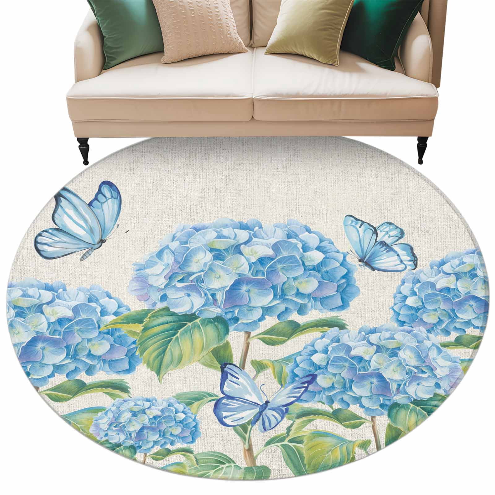 Blue Floral Large Area Rugs for Bedroom Living Room, Soft Non Slip ...