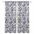 thumbnail image 1 of Blue Floral Leaf Blackout Curtains for Bedroom/Living Room, Thermal Insulated Kitchen Curtains, Retro Farmhouse Plant Tree Branch Grommet Darkening Window Treatment Drapes 42"x63"x2, 1 of 8