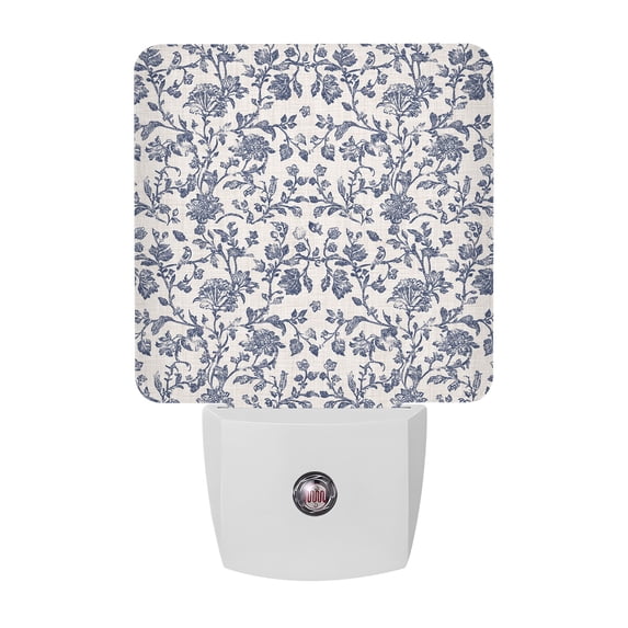 Tree Led Night Light Blue Floral Leaf Night Lights Plug Into Wall, LED Dusk to Dawn Sensor ...