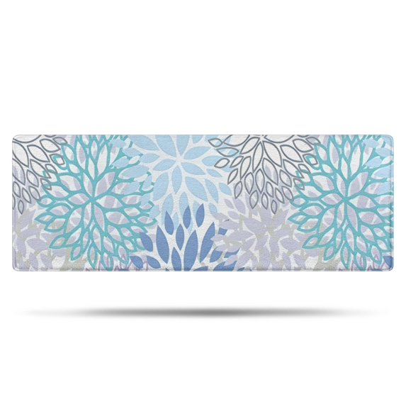 Blue Floral Leaf Pattern Bathroom Rugs Mat,Non Slip Microfiber Bathroom Rug,Rubber Backing,Soft Bathroom Mats for Bathroom Floor,Tub and Shower,47x17in(120x43cm)